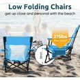 thumbnail image 6 of Folding Beach Chair Set of 3, Foldable Blue Camping Chairs & Grey Table for Outside, Low Beach Chair Portable for Adults Fishing, Picnic, Outdoor BBQ, Travel, Sports, Cup Holder & Storage Bag, 6 of 16