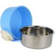 thumbnail image 3 of Cuencos colgantes para jaulas para mascotas Cuencos extraíbles de acero inoxidable para alimentos y agua Azul para perros Gatos Alimentador de animales pequeños,11 Feliz Sencillez, 3 of 5