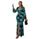 thumbnail image 1 of Vestido largo africano para mujer, traje Sexy de cintura alta con cuello de pico, abertura, estampado de flores, ropa de calle elegante para fiesta, 1 of 5