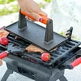 thumbnail image 3 of Sungmor Cast Iron Grill Press, 8.7" x 4.3" Rectangle Burger Press Bacon Smasher with Wood Handle, 3 of 7