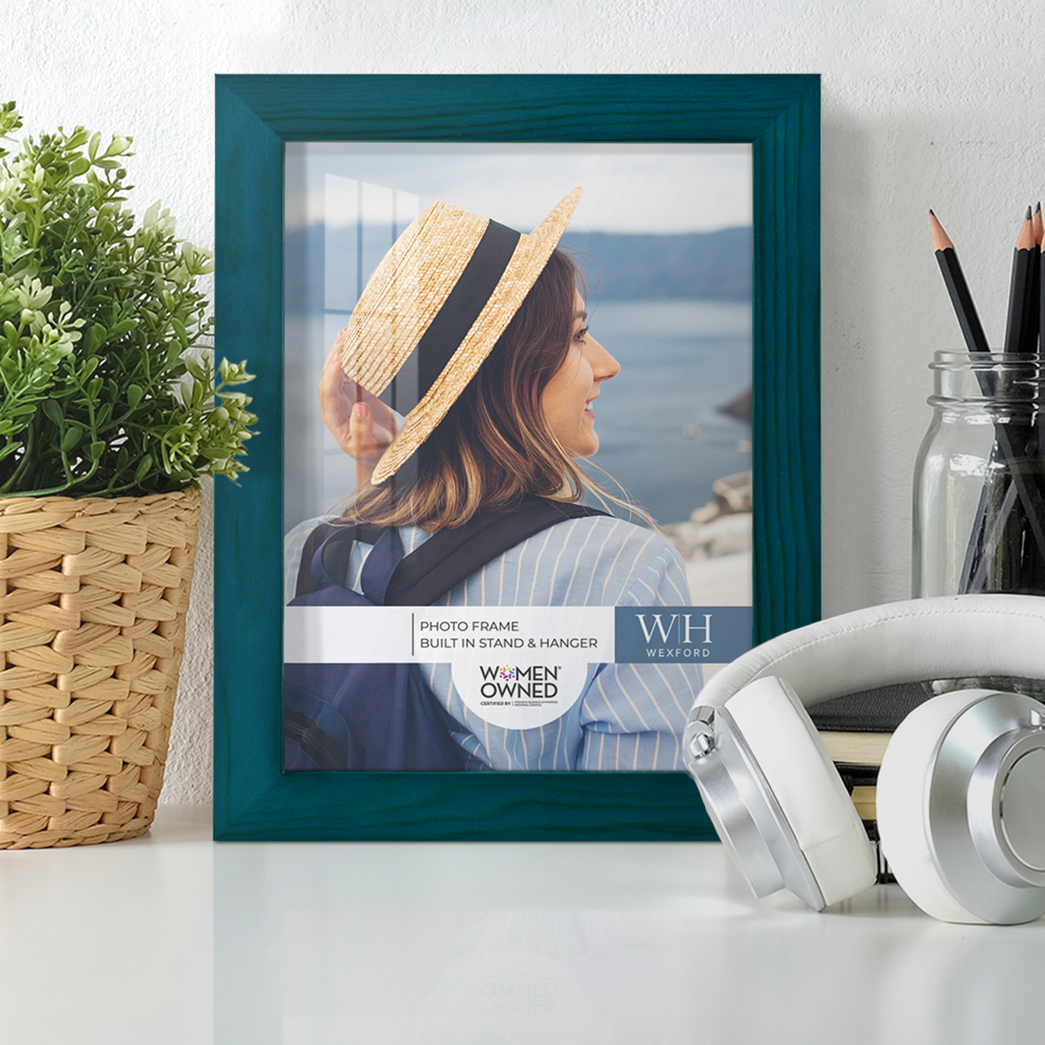 Woodgrain 6 in. x 8 in. Ocean Blue Picture Frame (Set of 2)