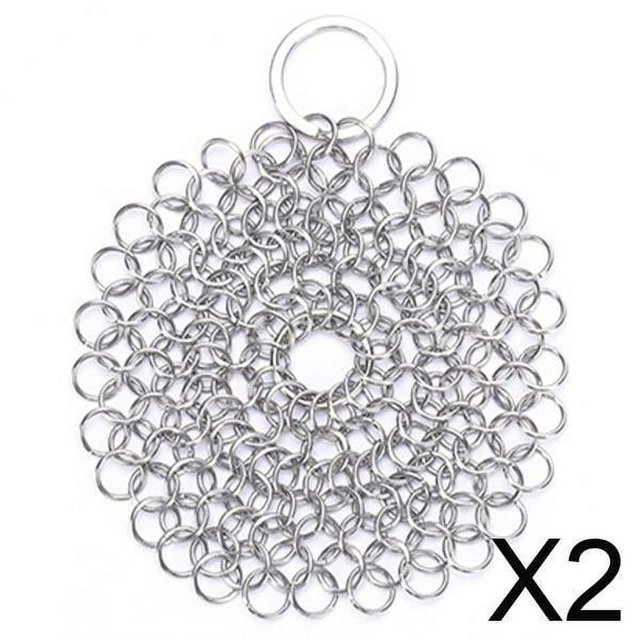 2xChainmail Cleaner Cerámica Aplicaciones Amplias Acero Inoxidable Para El Hogar 4x4 Pulgadas Redondo