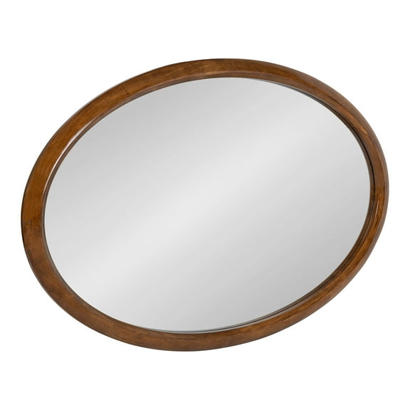 Kate and Laurel Pao Traditional Oval Wood Framed Wall Mirror, 24 x 36, Walnut Brown, Decorative Mirror for Wall