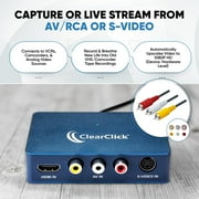ClearClick Video to USB 1080P USB Audio Video Capture & Live Streaming Device - Input 4K HDMI, AV, RCA, S-Video (VCR, VHS, Camcorder, Video8, Hi8, DVD, Gaming Systems) - USB-C Plug & Play