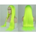 thumbnail image 3 of Unique Bargains Lace Front Wigs for Women 24" Fluorescent Green Long Straight Hair with Wig Cap, 3 of 6