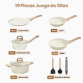 thumbnail image 2 of Juego de 10 Ollas y Sartenes Antiadherentes, Batería de Cocina, Juego de Utensilios de Granito, Apto para Todas las Estufas, con Sartenes y Cacerolas (Blanco), 2 of 7