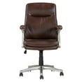 thumbnail image 2 of Sealy Brown Faux Leather Mid Back Swivel Office Chair with Fabric Upholstery, 2 of 9