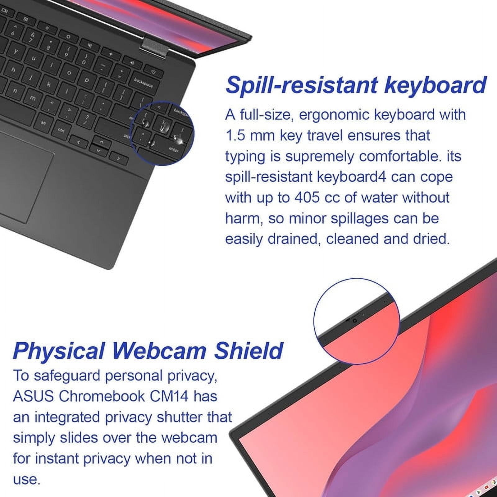 ASUS Chromebook CM1402 14" FHD Laptop,MediaTek Kompanio 520,4GB LPDDR4x-3600 MHz RAM,320GB Storage(64GB eMMC+256GB Micro SD),HD Webcam,WiFi 6,Bluetooth,Chrome OS,Gravity Gray
