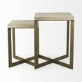 thumbnail image 2 of Faye 19L x 19W x 26H Light Brown Wood W/ Gold Metal Base Accent Tables, 2 of 11