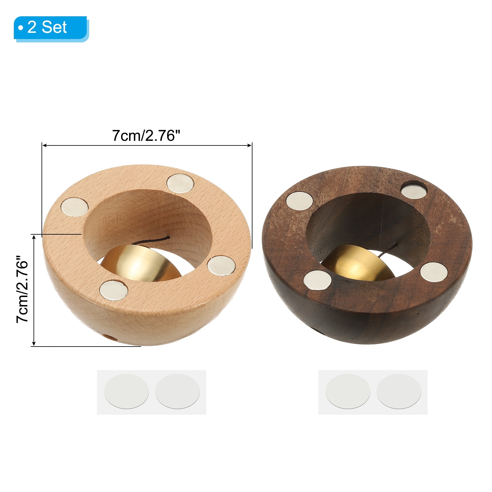 2 Set Shopkeepers Bell, Wood Door Chime Hanging Door Bell Self-adhesive Hanging Jingle Bells for Door Opening Business When Entering Refrigerator Car, Round