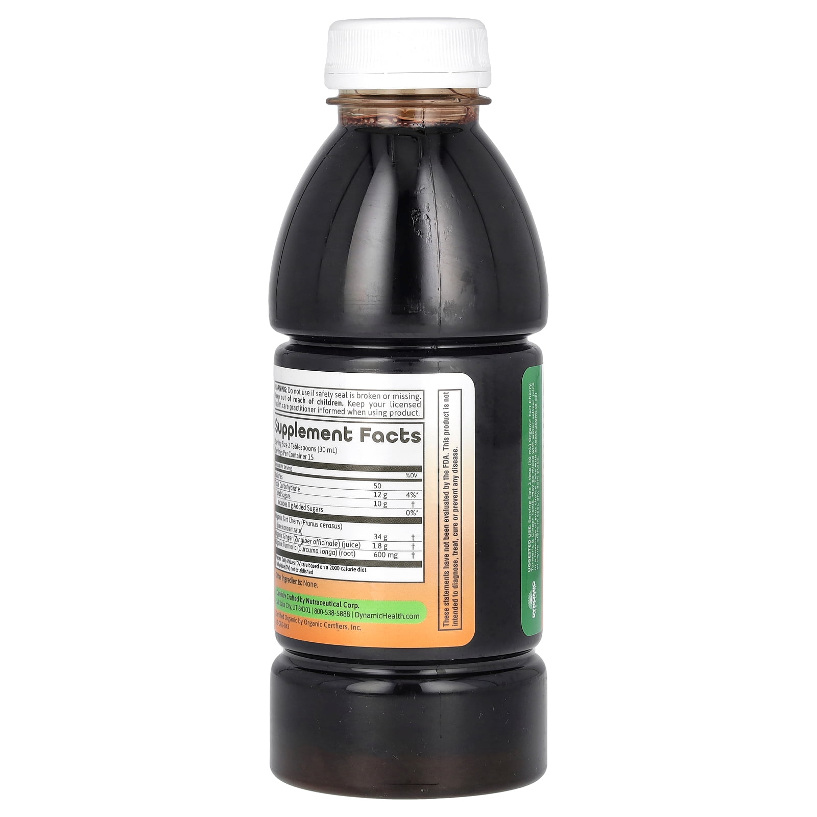 Dynamic Health Tart Cherry Juice Tonic with Turmeric & Ginger | Vegetarian and Kosher | Key Compounds | 16 oz, 16 Serv