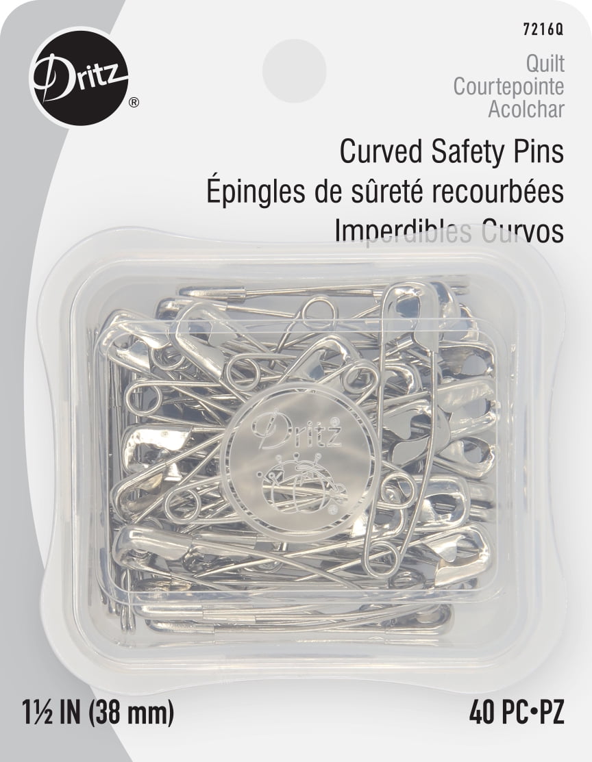 Steel 50 Count Size 1 Dritz Quilting 3028 Curved Basting Pins