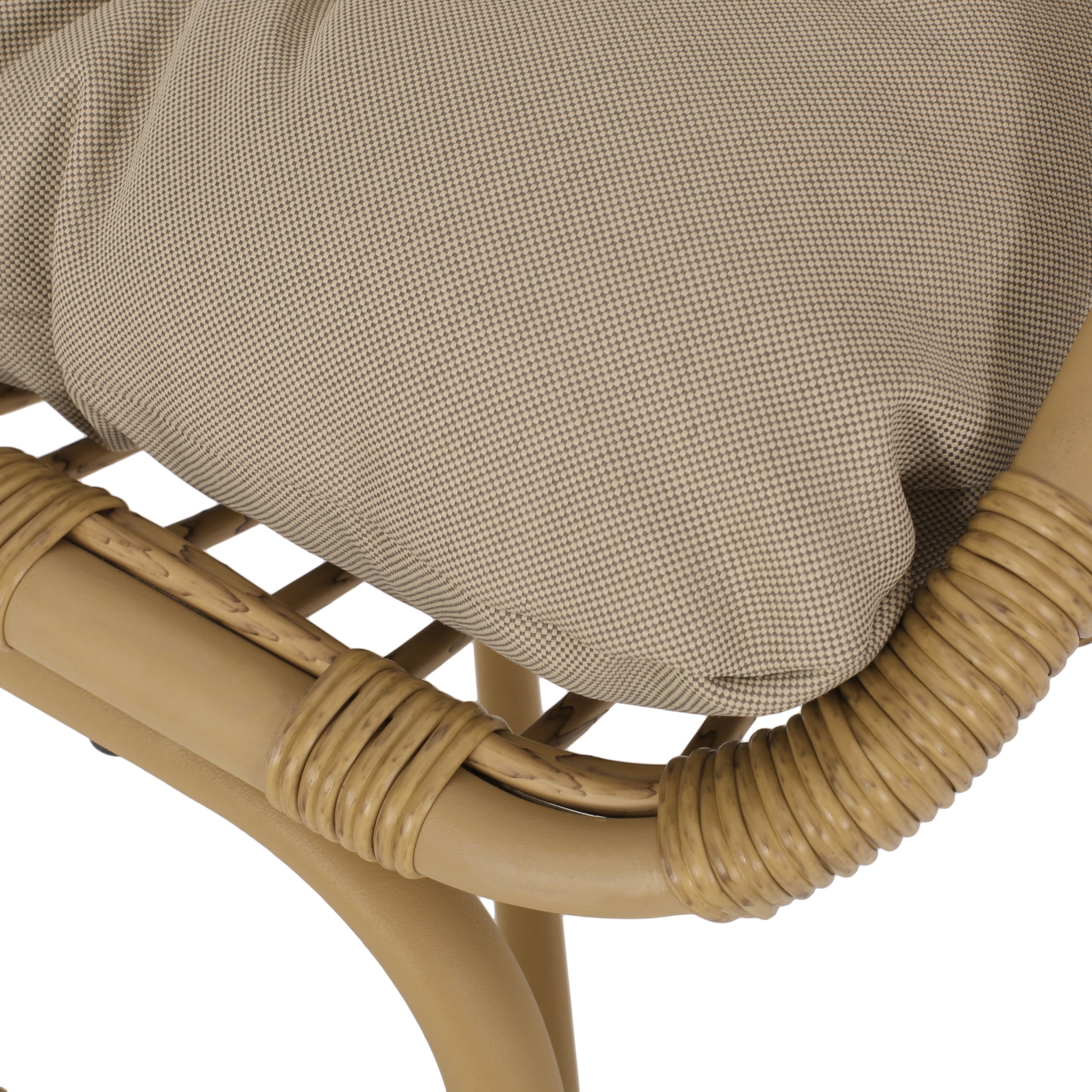 Shelton Wicker Outdoor Basket Chair with Cushion, Beige and Light Brown