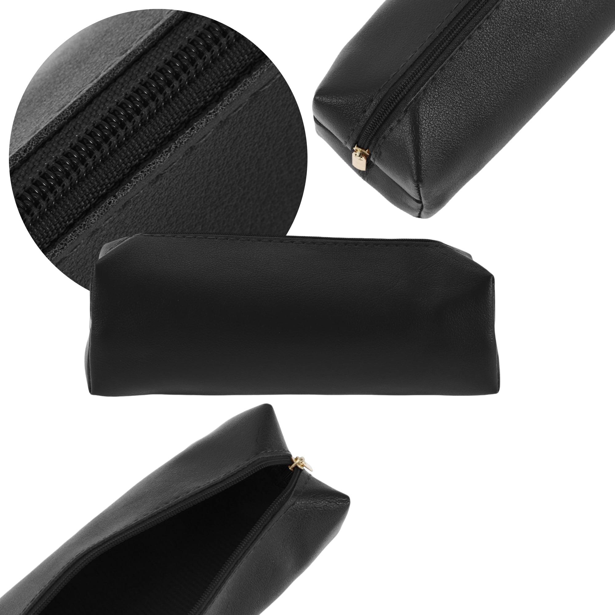Unique Bargains Portable Stationery Bag Zipper Pencil Case Black 7.9"x2.4"x2.4"