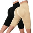 thumbnail image 2 of Pantalon de Compression Texturé pour Femmes, Shorts de Yoga Taille Haute, Ensemble 2 Pcs avec Design Sans Couture, Contrôle du Ventre, pour Gym, Course et Entraînement Quotidien, Jaune Clair, 2 of 4