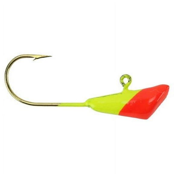 Shad Dart Jig Head 1/16 Chartreuse Base Flame Tip, 3 Pack