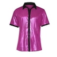 thumbnail image 3 of Bcfgryg Men's Lapel Bright Short Sleeve Shirt Men's Casual Men's Wear Big and Tall Shirts Red M, 3 of 5