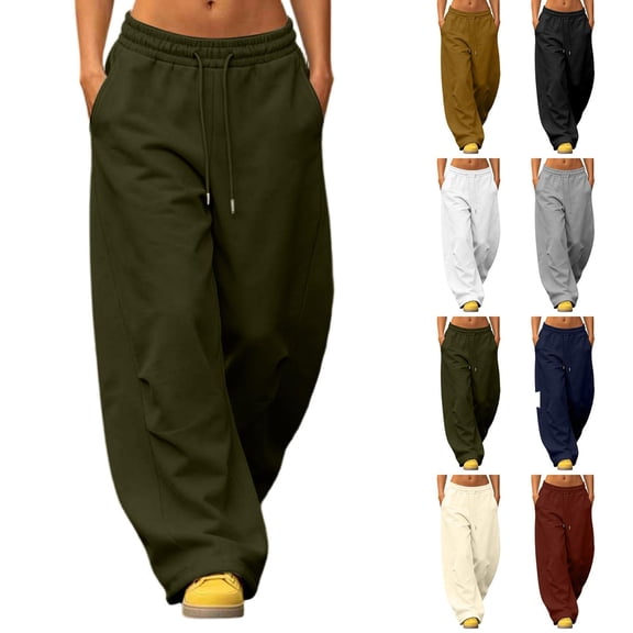 Luvrsol Plus Size Womens Sweatpants High Waist Wide Leg Athletic Pants Drawstring Pockets Joggers S-3XL