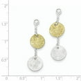 thumbnail image 2 of Sterling Silver And Vermeil Polished Textured Dangle Earrings (40 X 11) Made In India qe6310, 2 of 2