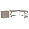 thumbnail image 1 of Pemberly Row 60W L Shaped Desk with File Cabinet in Washed Gray, 1 of 9