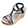 thumbnail image 1 of HSMQHJWE Sandales Compensées pour Femmes Bout Rond Sandales Compensées Confortables pour Femmes Tressées Perlées Bout Ouvert Sandales à Plateforme Bohèmes, 1 of 5