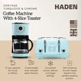 thumbnail image 2 of Haden Coffee Maker & Heritage 4 Slice Wide Toaster, Turquoise & Chrome, 2 of 10