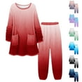 thumbnail image 6 of FAWUUDO Soft Pajama Set for Women Comfy Flannel Fleece Pajamas Warm Lounge Sleepwear Fleece Lined Pullover Tops and Pants, 6 of 6