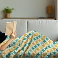 thumbnail image 3 of Geometric Soft Flannel Fleece Throw Blanket, Abstract Colorful Pattern Circular and Diamond Shaped Cubic Print, Cozy Plush for Indoor and Outdoor Use, 50" x 60", Yellow and Blue, by Ambesonne, 3 of 5
