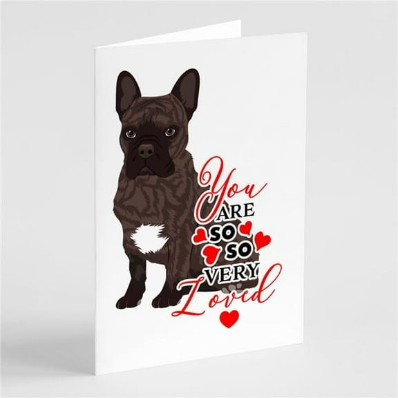 French Bulldog Brindle #1 so Loved Greeting Cards and Envelopes Pack of 8 7 in x 5 in