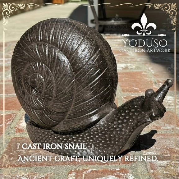 1pc Cast Iron Snail Garden Statue - Rustproof, Antique Craftsmanship. Durable Metal Decor for Yard/Garden, Textured Finish