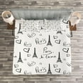 thumbnail image 3 of Ambesonne Paris Quilted Bedspread Set 3 Pcs, Eiffel Je T'aime Doodle, Queen Size, Black White, 3 of 3
