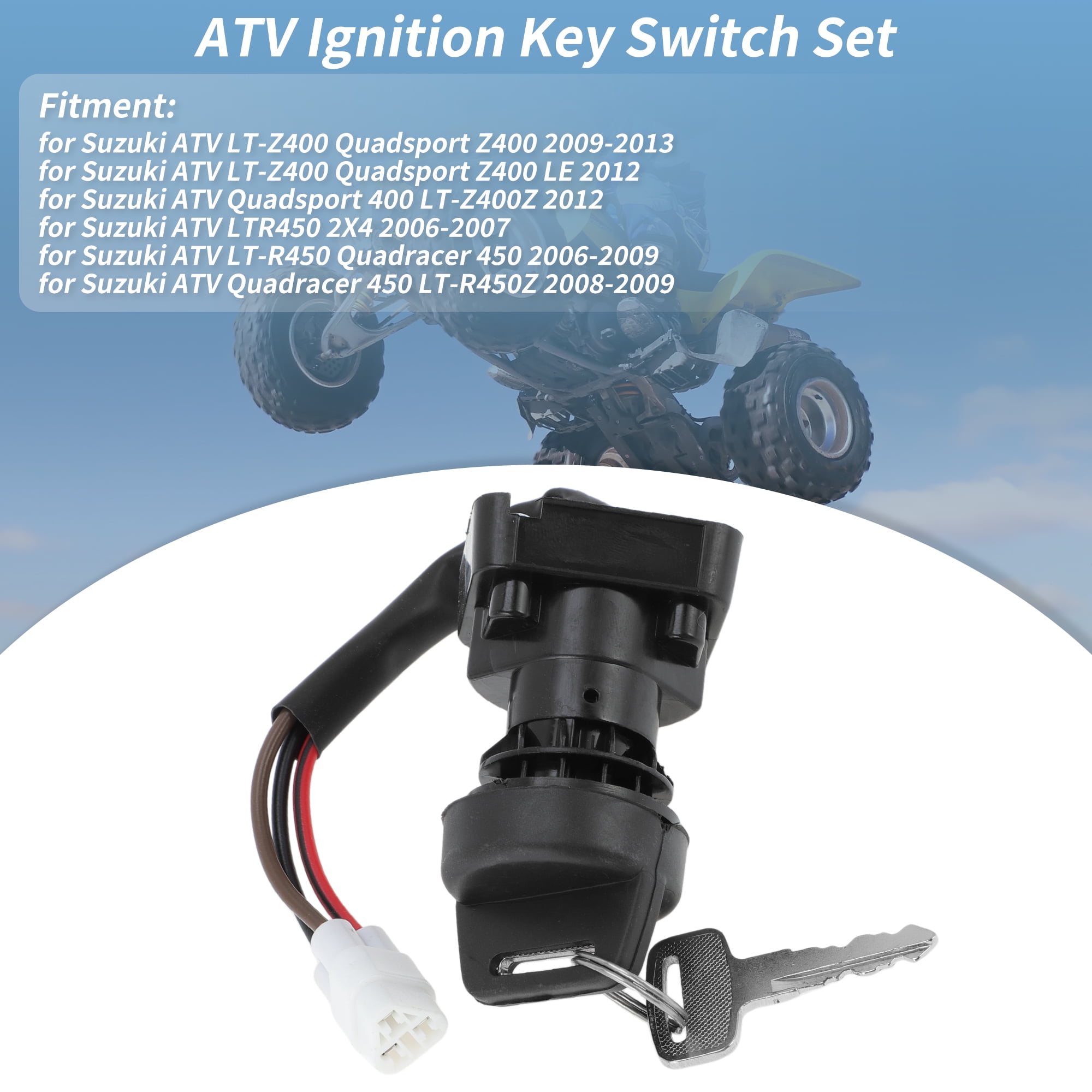 Unique Bargains Ignition Key Switch for Suzuki LTR450 2006-2009 ATV