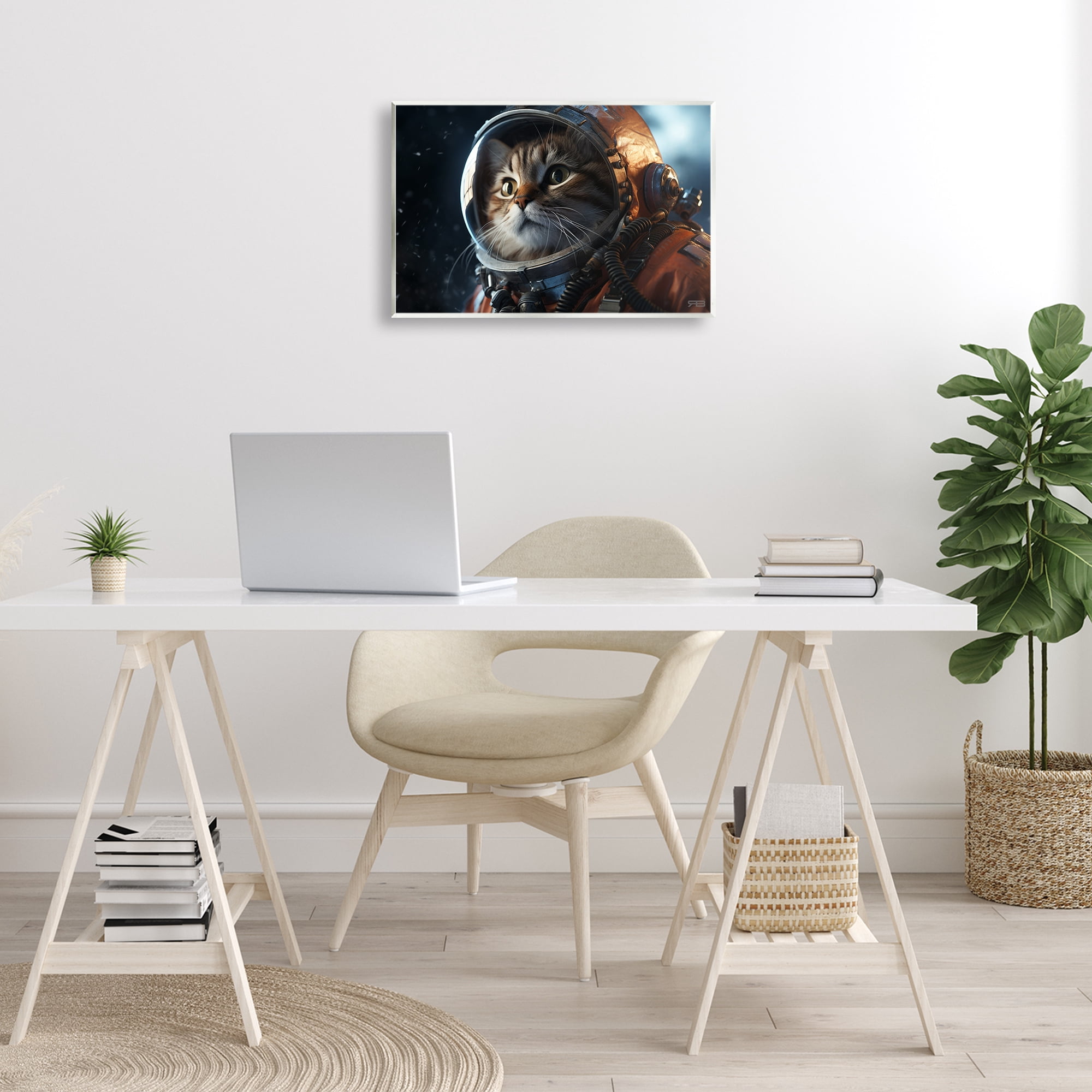 Stupell Industries Astronaut Cat in Space Animals & Insects Painting Unframed Art Print Wall Art, 19 x 13