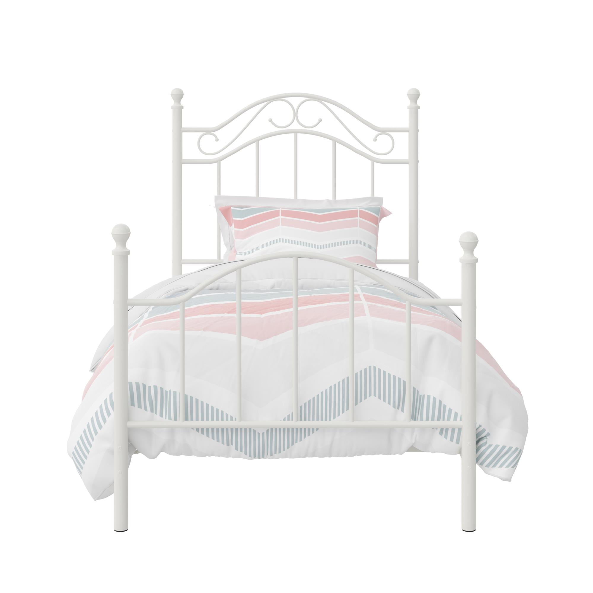 DHP Metal Bed, Bedroom Furniture, Twin Size Frame, White