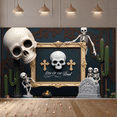 thumbnail image 4 of Floral Design Skull Banner Decorative Day of the Dead Celebration for Holiday Event Indoor Decoration Party Background, 4 of 9