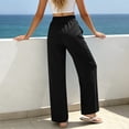 thumbnail image 5 of Lmueinov Wide Leg Pants for Woman Elastic High Waisted Straight Leg Trousers with Pockets Solid Color Loose Fit Breathable Long Pants for All-Season, 5 of 8