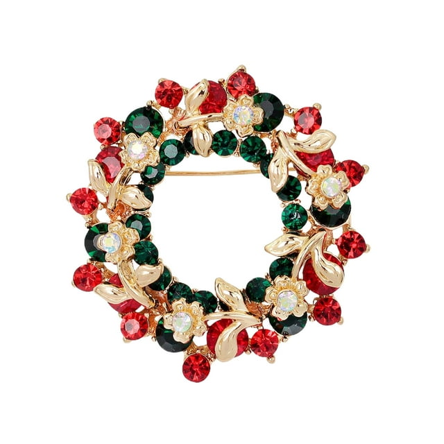 Wweixi Broche de Noël Broche Verte en Strass Broche Rétro, Broche Cristal AL054-A