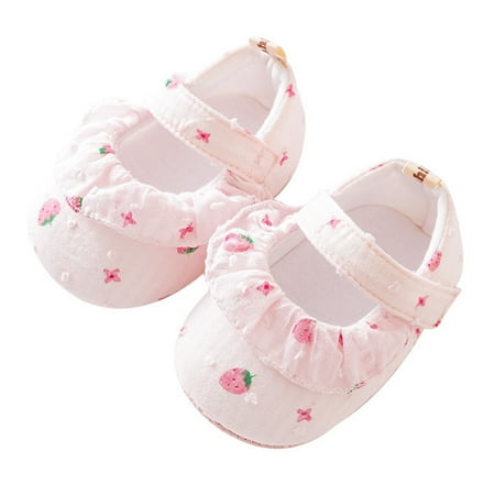 

Toddler Strawberry Prints Soft Non Baby Cute Shoes Breathable Lightweight Soft Lovely Fall Winter Warm Socks Walking Durable Elastic Comfy Sneaker