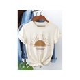 thumbnail image 1 of [Relaxed Fit] Women's Casual Sun Graphic Print T-Shirt, Short Sleeve Crew Neck, Soft Knit, Black with orange & Brown Sunrise Design, Perfect for Spring & Summer, Cute Shirts for Summer, 1 of 6