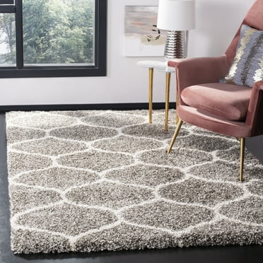 SAFAVIEH Hudson Arline Geometric Shag Area Rug, Grey/Ivory, 8' x 10'
