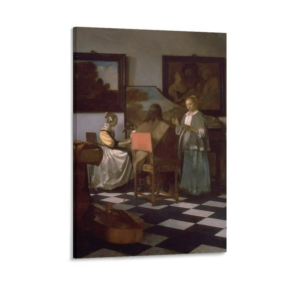 Johannes Vermeer Print Painting The Concert(1) Picture Print Canvas Poster Wall Paint Art Posters Decor Modern Home Artworks Gift 12x18inch(30x45cm)
