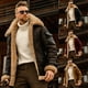 thumbnail image 2 of Chaqueta gruesa de imitación de piel para otoño e invierno, abrigo de color liso para hombre, abrigo cálido con solapa grande y grueso., 2 of 5