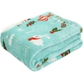 thumbnail image 2 of Luxury Velvet Touch Ultra Plush Christmas Blanket |Soft, Warm, Cozy|Holiday Printed Fleece Throw/Blanket-50 x 60inch, 50 x 60, Santa Snowman Teal, 2 of 4