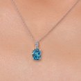 thumbnail image 3 of Gem Stone King 10K White Gold London Blue Topaz and Diamond Pendant Necklace for Women (1.80 Cttw, Oval 9X7MM, With 18 inch Chain), 3 of 6