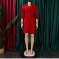 thumbnail image 4 of AURA Plus Size Women Suit Collar Pleated High Waist A Line Short Dress Elegant Office Style, 4 of 8