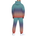 thumbnail image 6 of Men's Winter 2-Piece Printed Set, Long Sleeve Hooded Sweatshirt and Sweatpants, Personalized Graphic Lounge Wear For Casual and Street Style,Cyan,XL, 6 of 6