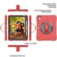 thumbnail image 4 of ELEHOLD Case for Apple iPad Air 11 (2024), Heavy Duty Shockproof Case with Pencil Holder/Stand/Hand Strap/Shoulder Belt, Rugged Protective Cover for Boys Girls,Red, 4 of 9