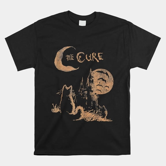 The Cure Cat Moon Gothic Alternative Rock Music Fan Art Illustration Unisex T-Shirt, S-5XL