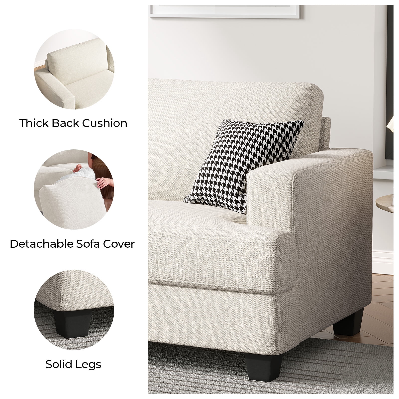 BLAZANT 84” Loveseat Sofa, High Resilience Loveseat Sofa, Linen Fabric 2 Seat Sofa Couch with Wooden Frame& Upholstered Cushion, Modern Deep Seat Sofa for Bedroom Office