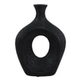 thumbnail image 5 of Oval Cutout Vase for Living Room Decor - Modern Ceramic Flower Vase for Home, Bedroom Vanity, Office, and Table Accents - Tall Textured Design for Shelf and Entryway Decor - 10", Black, 5 of 11